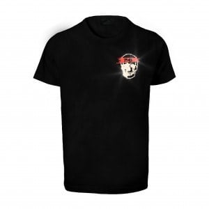 Welch U-1945 Chest Skull Printed Back Star Detail T-Shirt