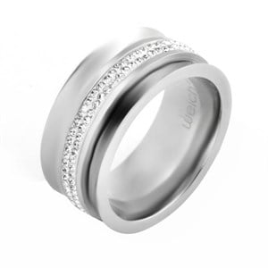 Welch White Stone Womens Steel Ring