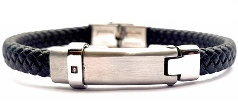 ​​Welch Mens Stone Steel Leather Bracelet