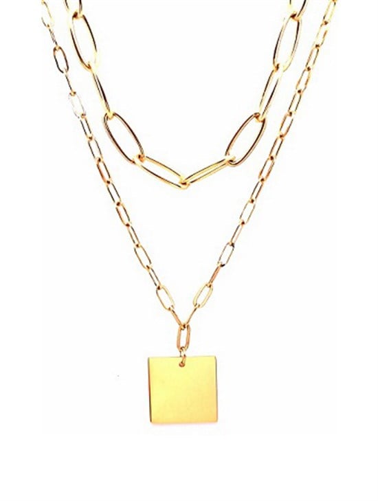 ​​Welch Gold Steel Combination Chain Necklace
