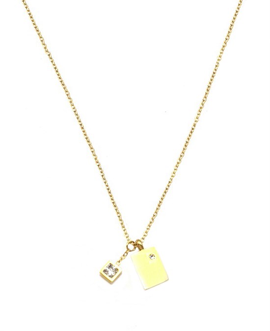 Welch Steel Stone Square Necklace