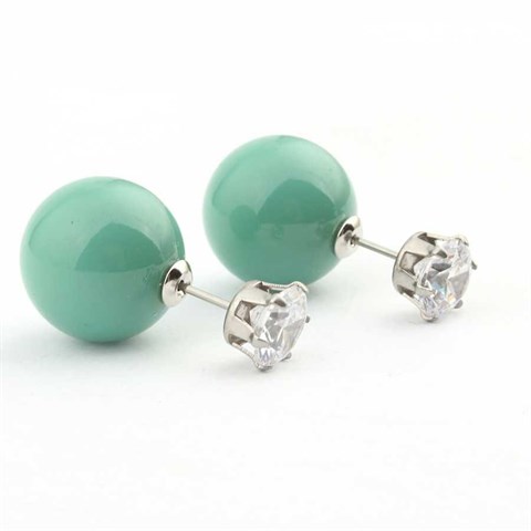 Welch Steel Green Pearl Earrings