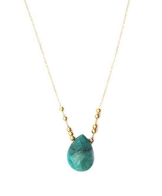 Welch Gold Steel Green Natural Stone Necklace