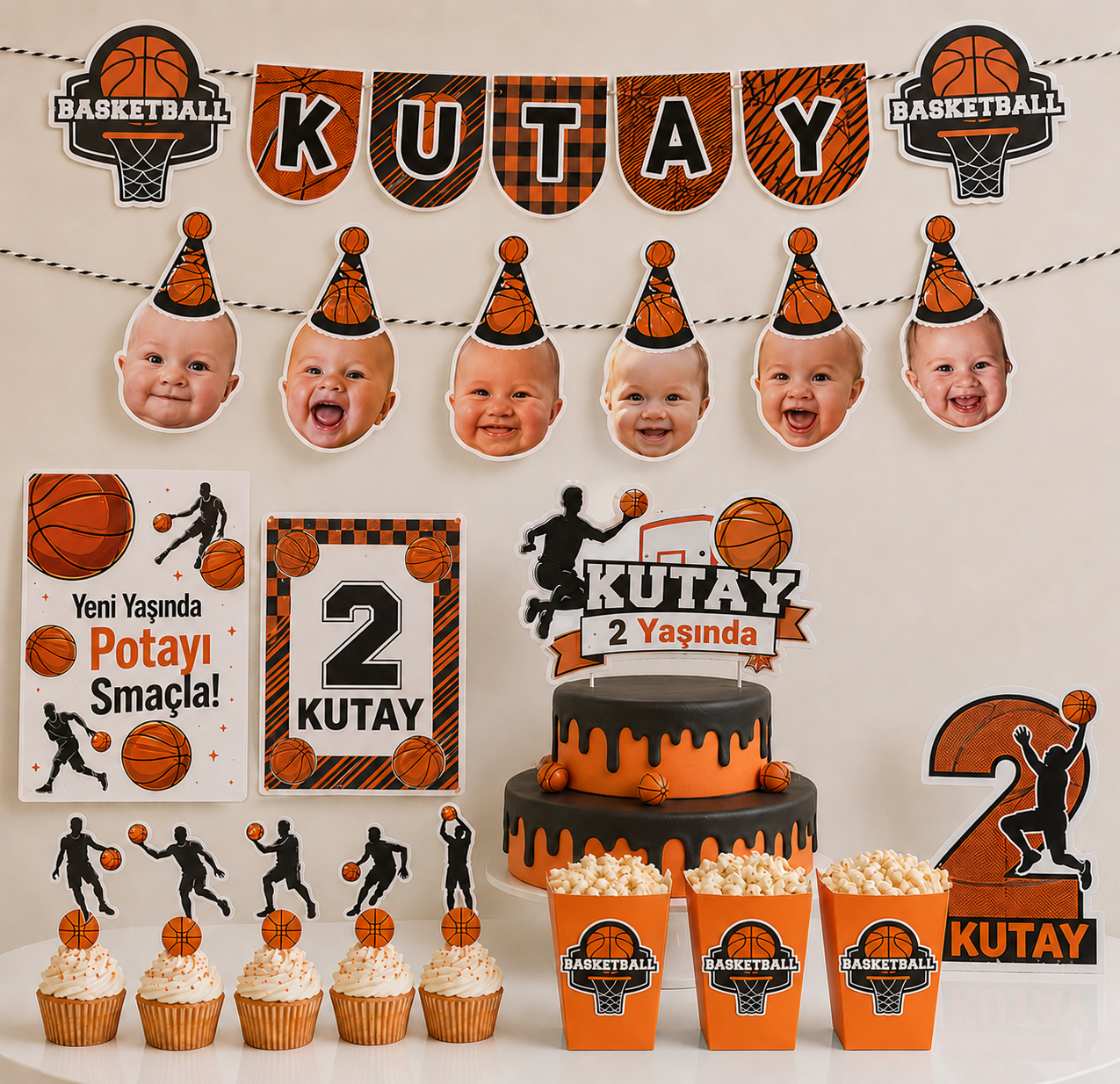Basketbol Temalı Fotoğraflı Doğum Günü Parti Kiti