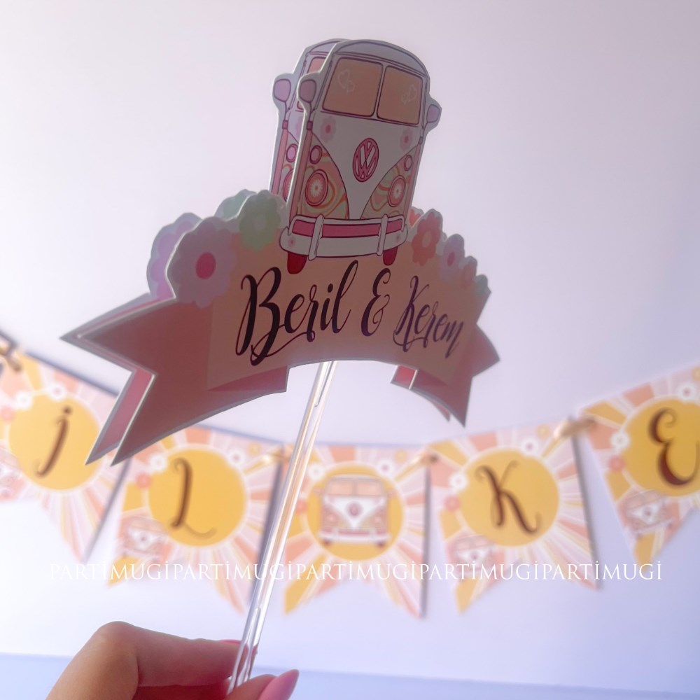 Boho Hippie Temalı Pasta Süsü