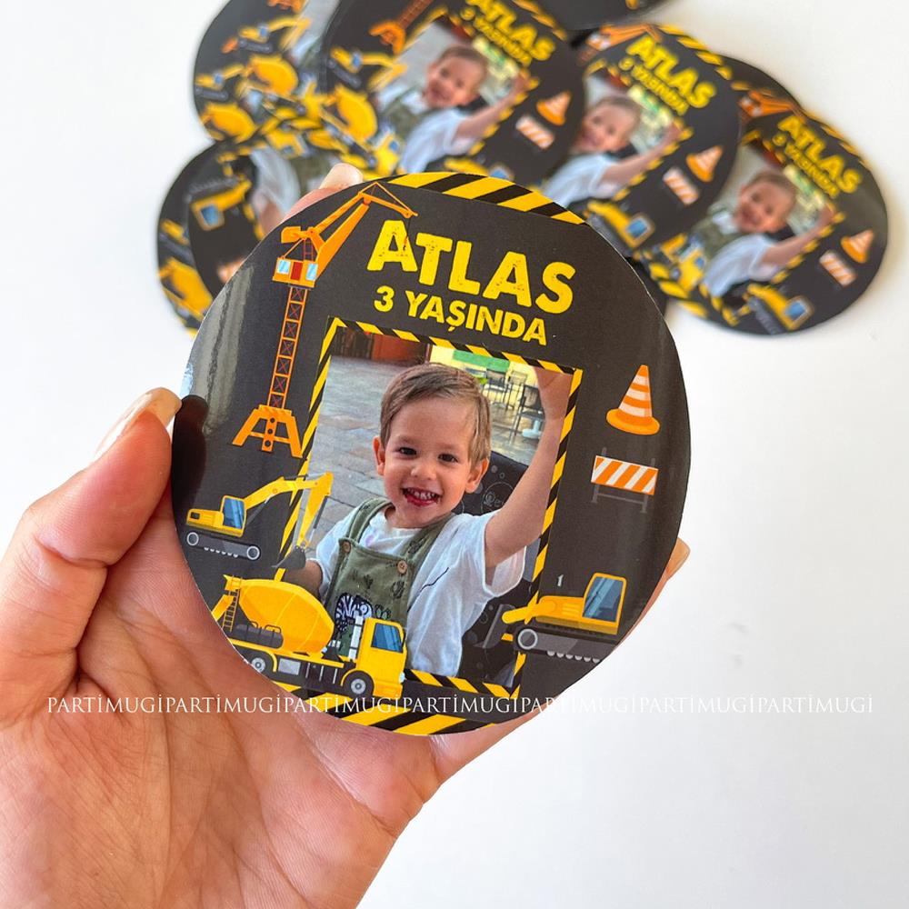 İş Makinaları Temalı Yuvarlak Magnet