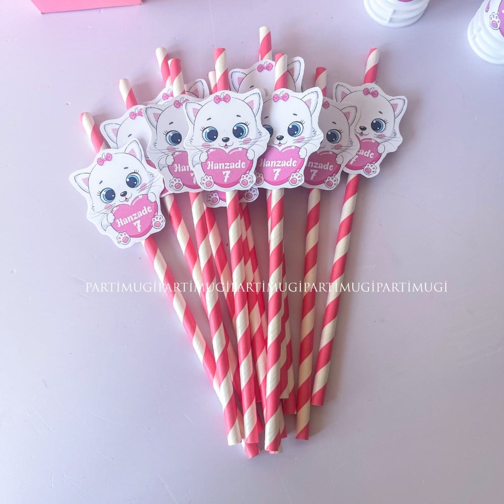 Kedi Temalı Pipet