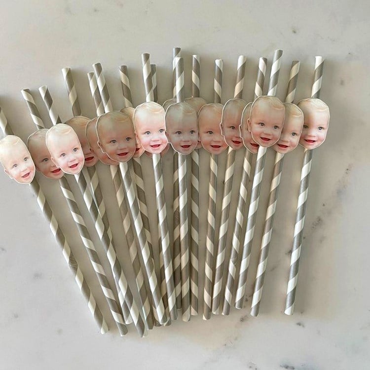 Kişiye Özel Fotoğraflı Doğum Günü Pipeti – Bebek ve Çocuk Parti Pipet Süsü