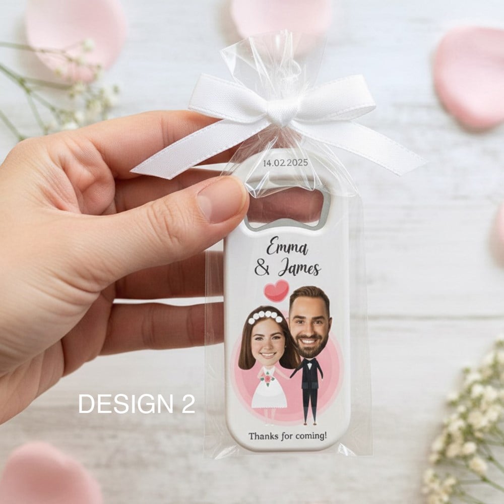 Kişiye Özel Fotoğraflı Düğün & Nişan Hediyelik Magnet Açacak – İsim ve Tarihli Hatıra