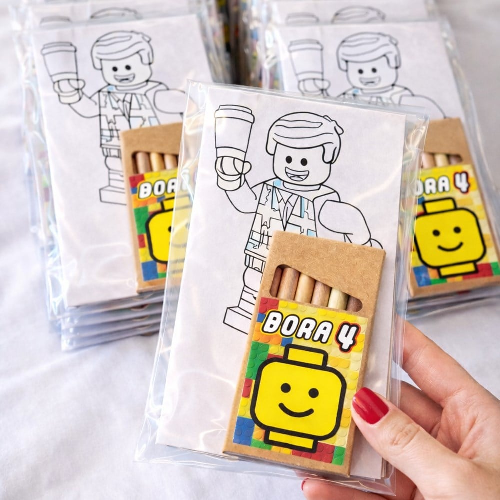 Kişiye Özel Lego Temalı Hediyelik Boya Kalemi – Çocuk Doğum Günü Boyama Aktivitesi