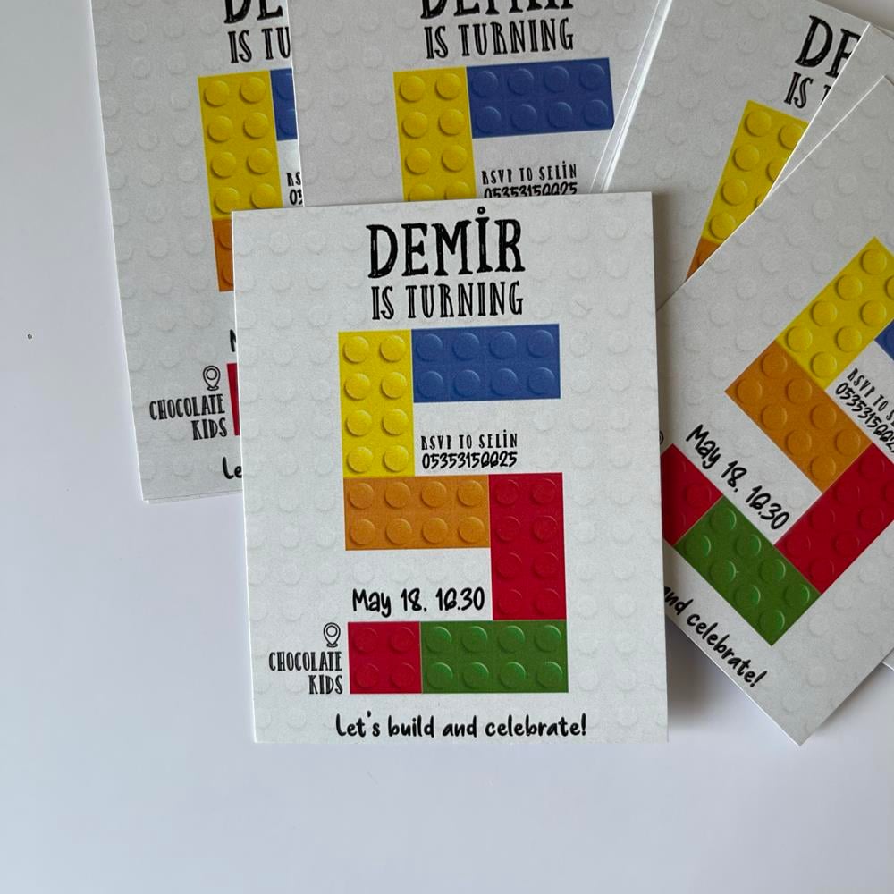 Lego Temalı Renkli Anı Kartı