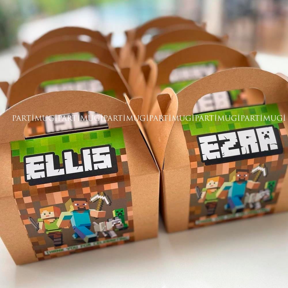 Minecraft Temalı Kutu Hediye Çantası