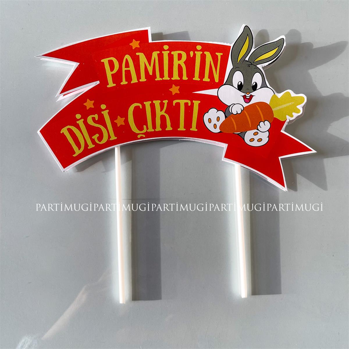Minik Tavşan Diş Buğdayı Temalı Pasta Süsü
