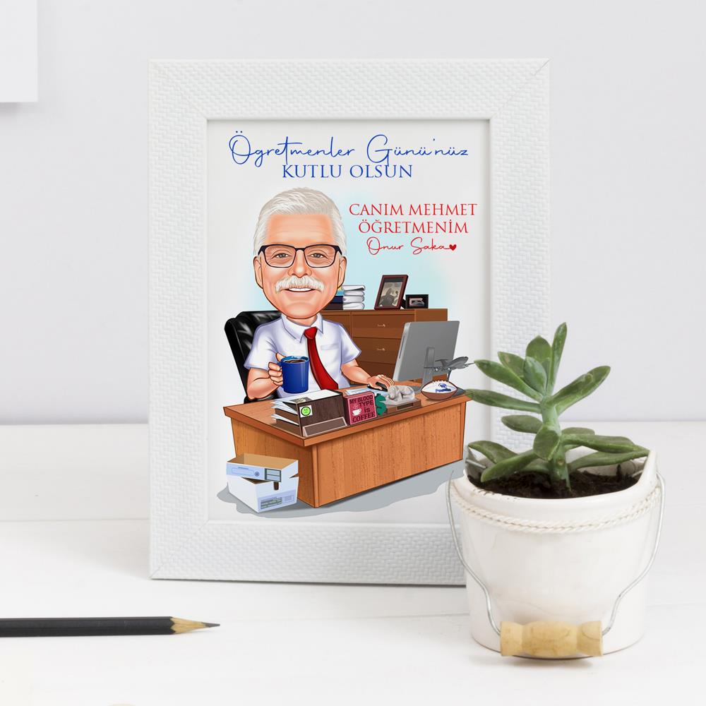 Öğretmenler Günü Karikatür Hediyelik Çerçeve 002