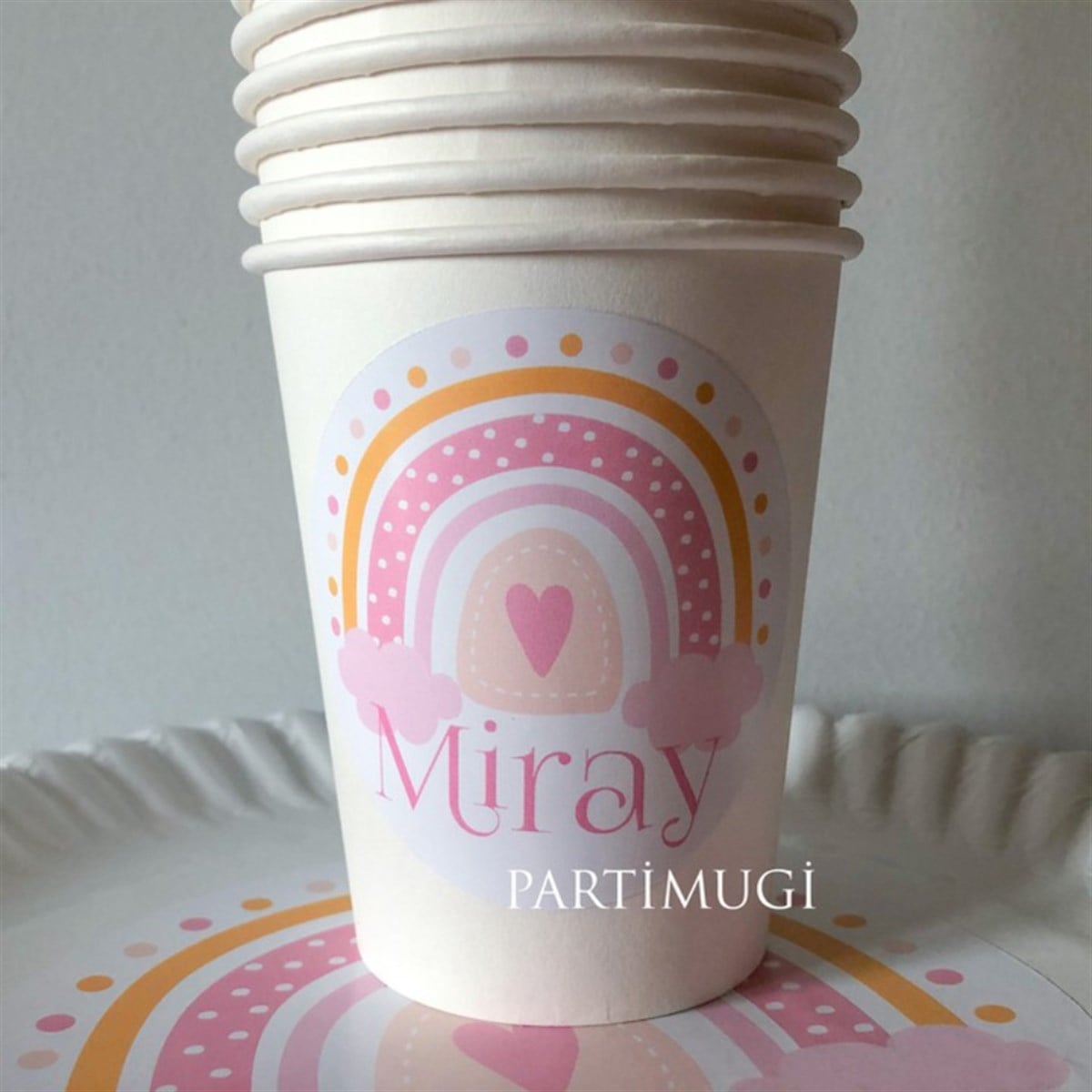 Pembe Gökkuşağı Temalı Bardak