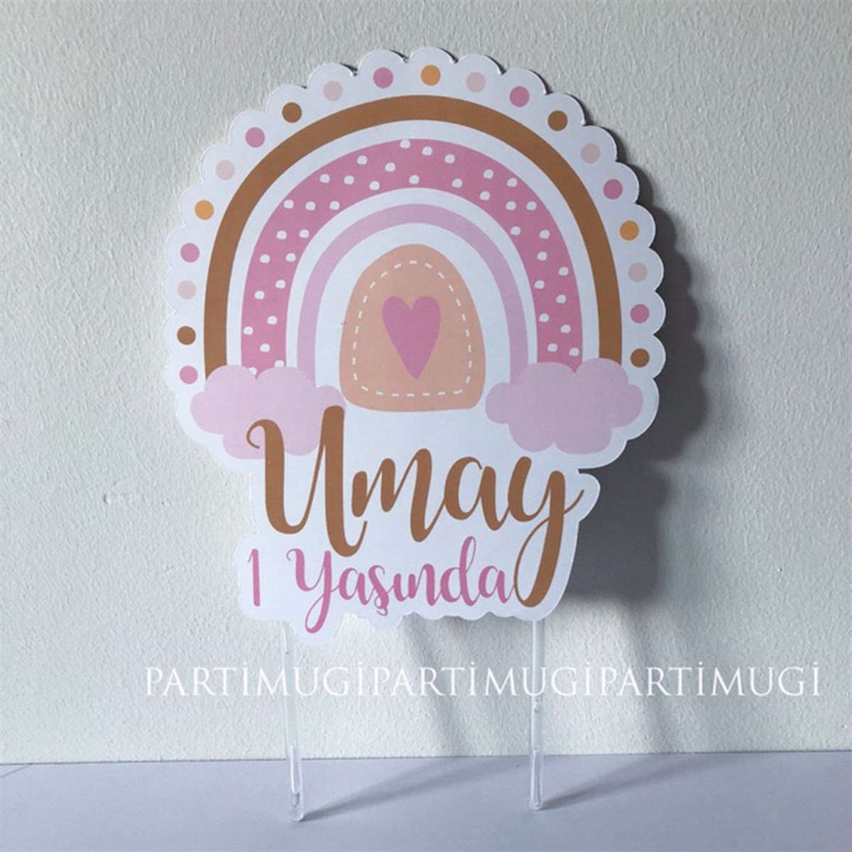 Pembe Gökkuşağı Temalı Pasta Süsü