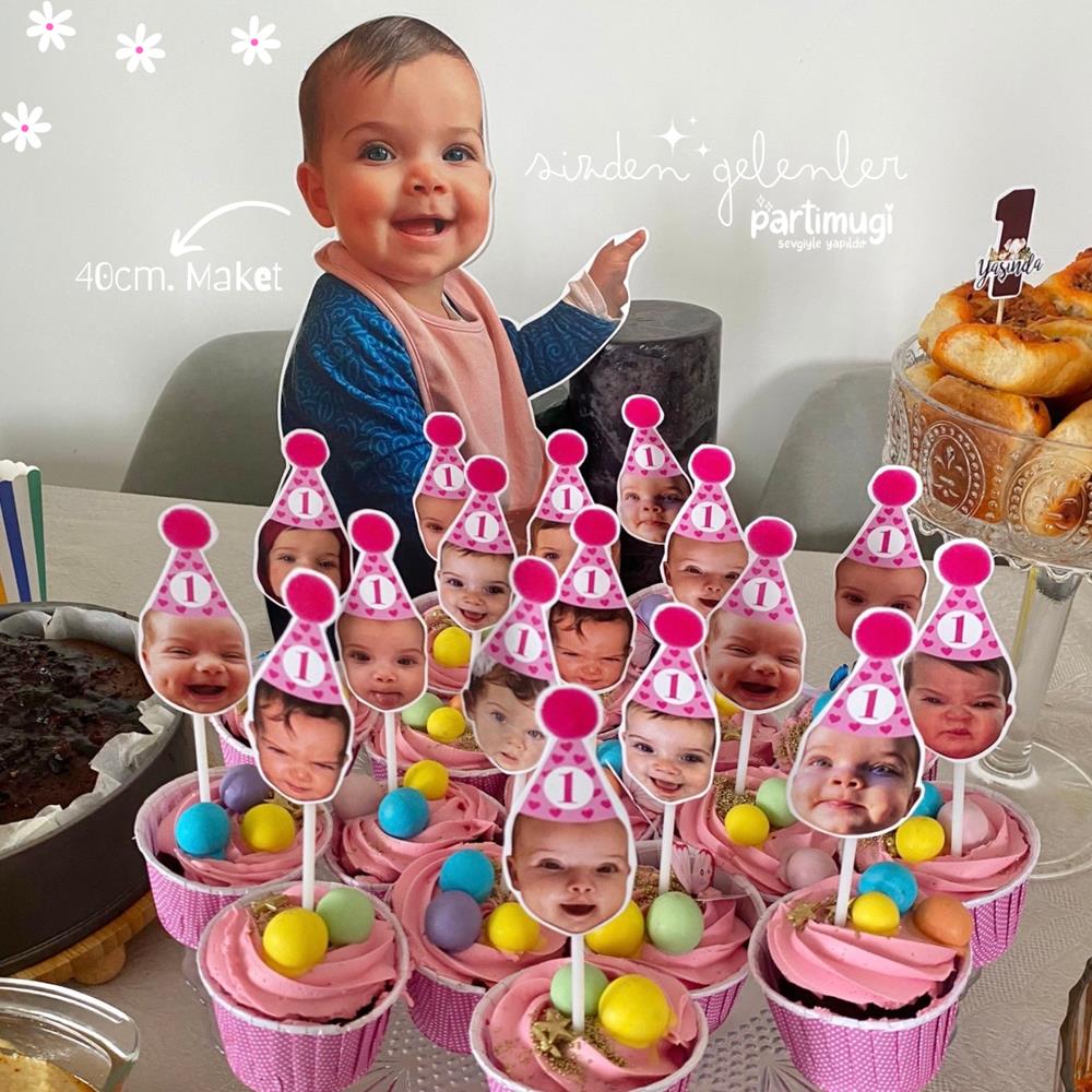 Pembe Kalpli Şapkalı Fotoğraflı Kürdan