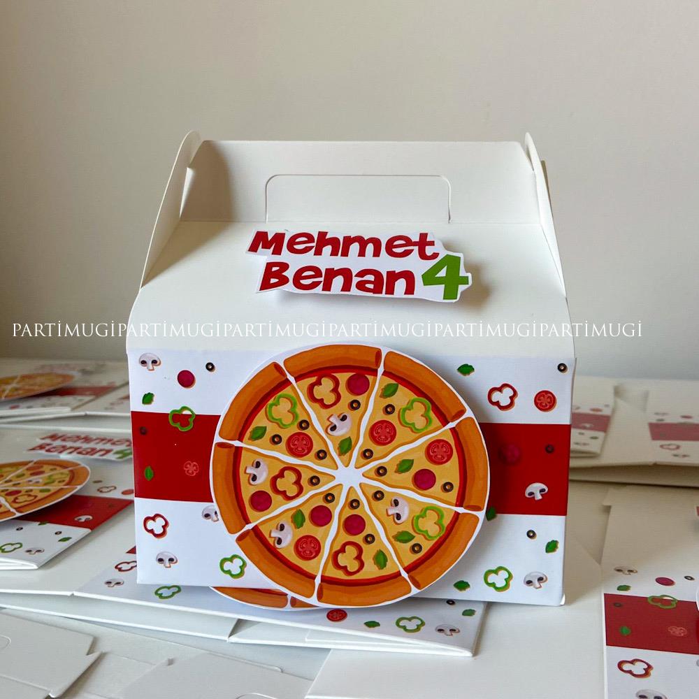 Pizza Temalı Kutu Hediyelik Çanta