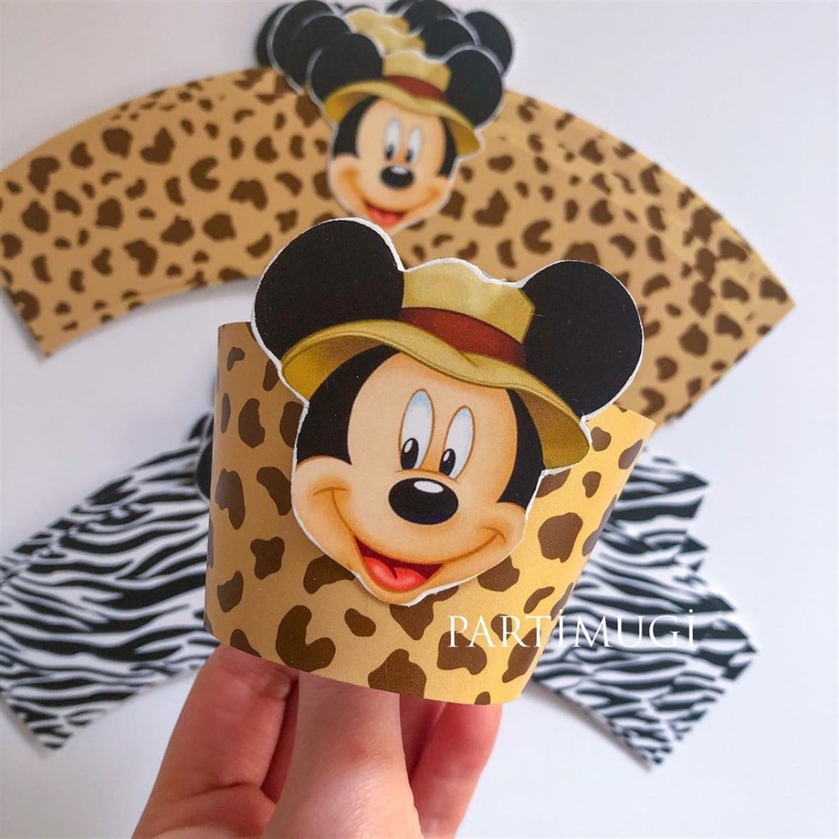 Safari Mickey Mouse Temalı Leopar Cupcake Sargısı
