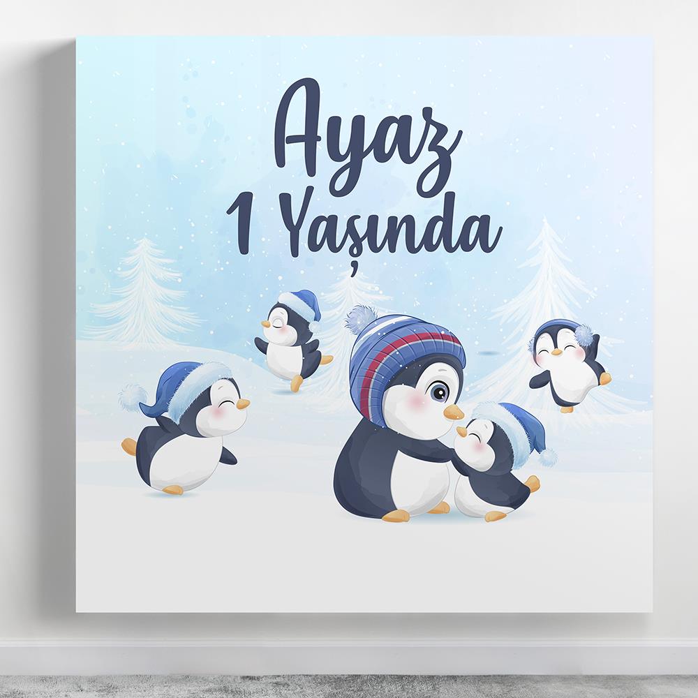 Sevimli Penguenler Temalı Renkli Afiş Branda