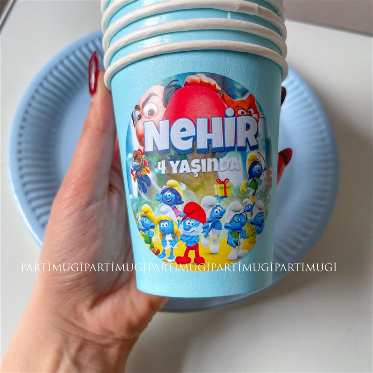 Şirinler Temalı Bardak