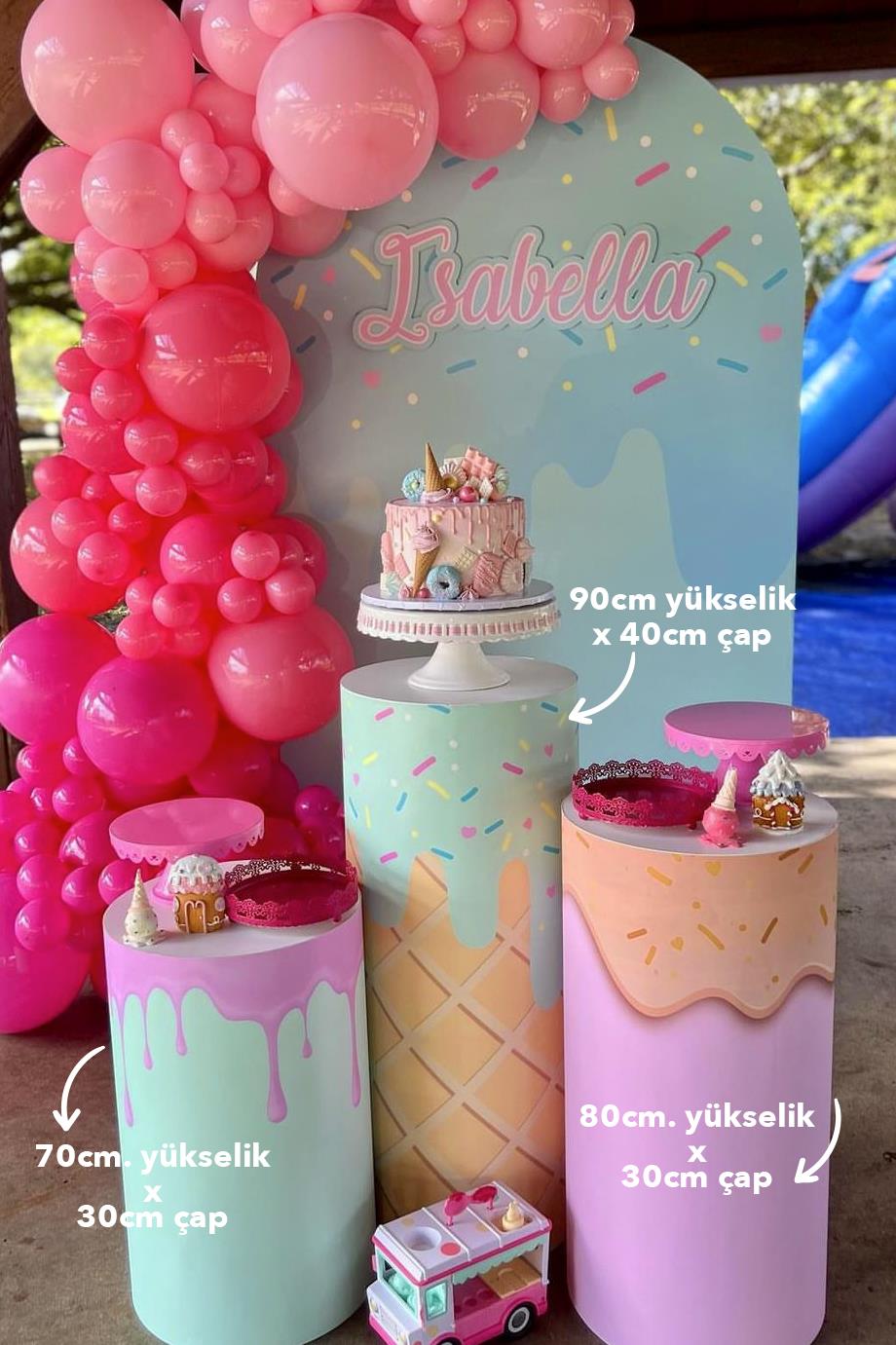 Strafor Köpük Silindir 3'lü Matruşka Set Tasarım Kaplamalı