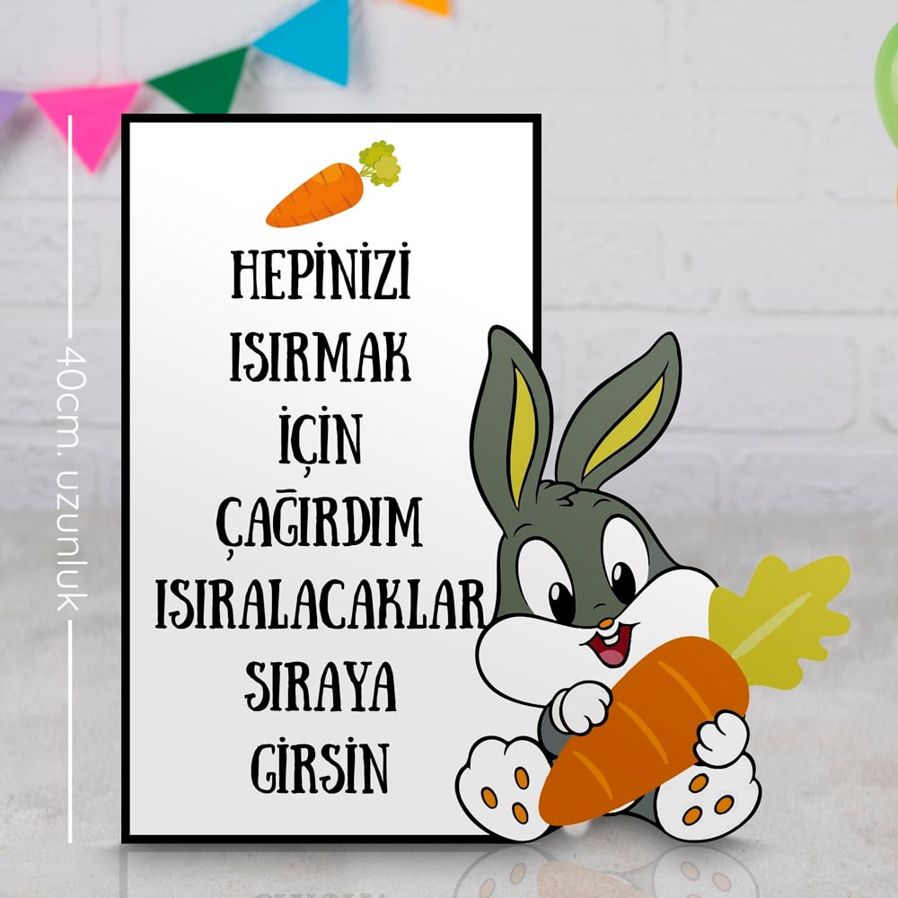 Tavşan Temalı Diş Buğdayı Karşılama Panosu – Eğlenceli Diş Hediyesi Parti Afişi