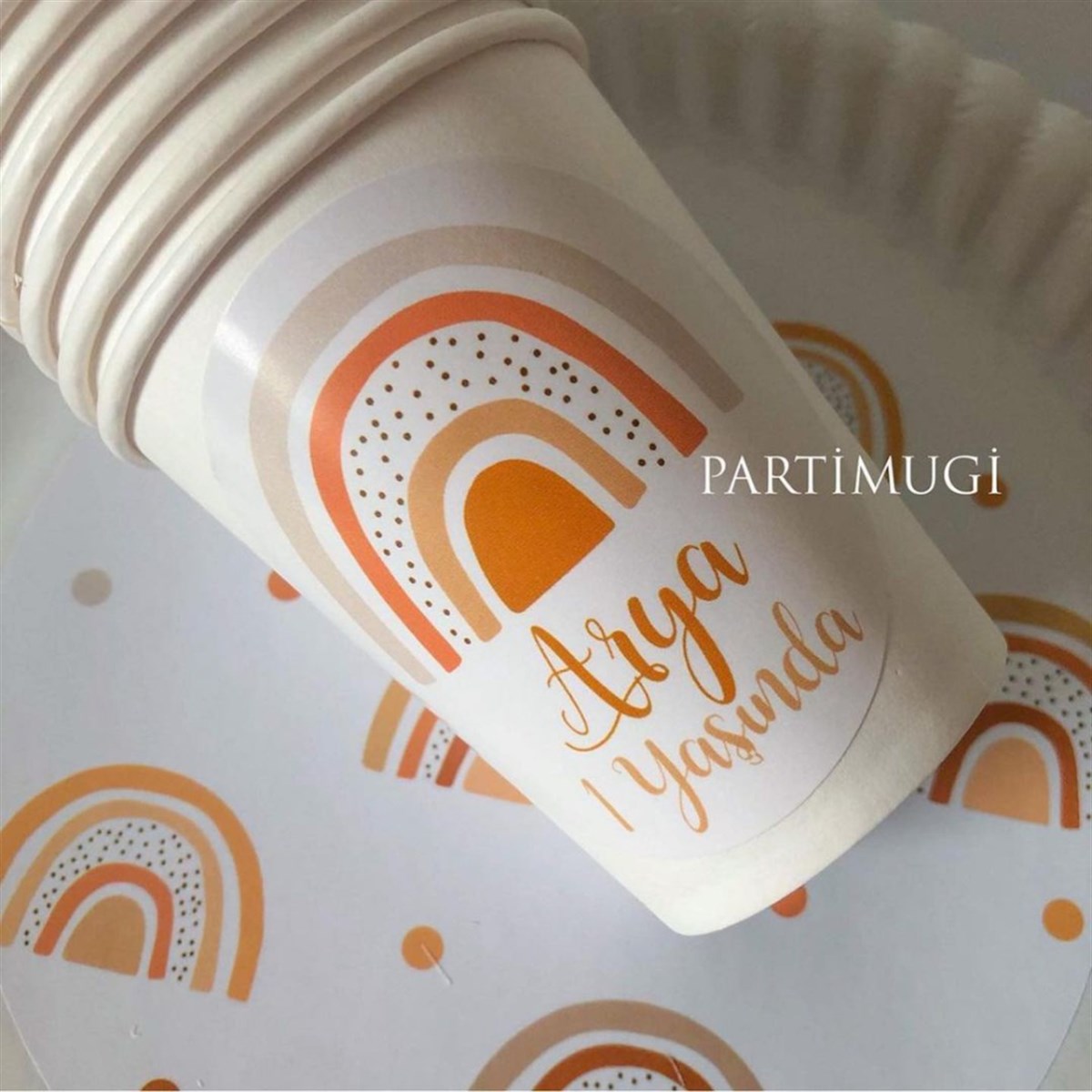 Turuncu Gökkuşağı Temalı Bardak