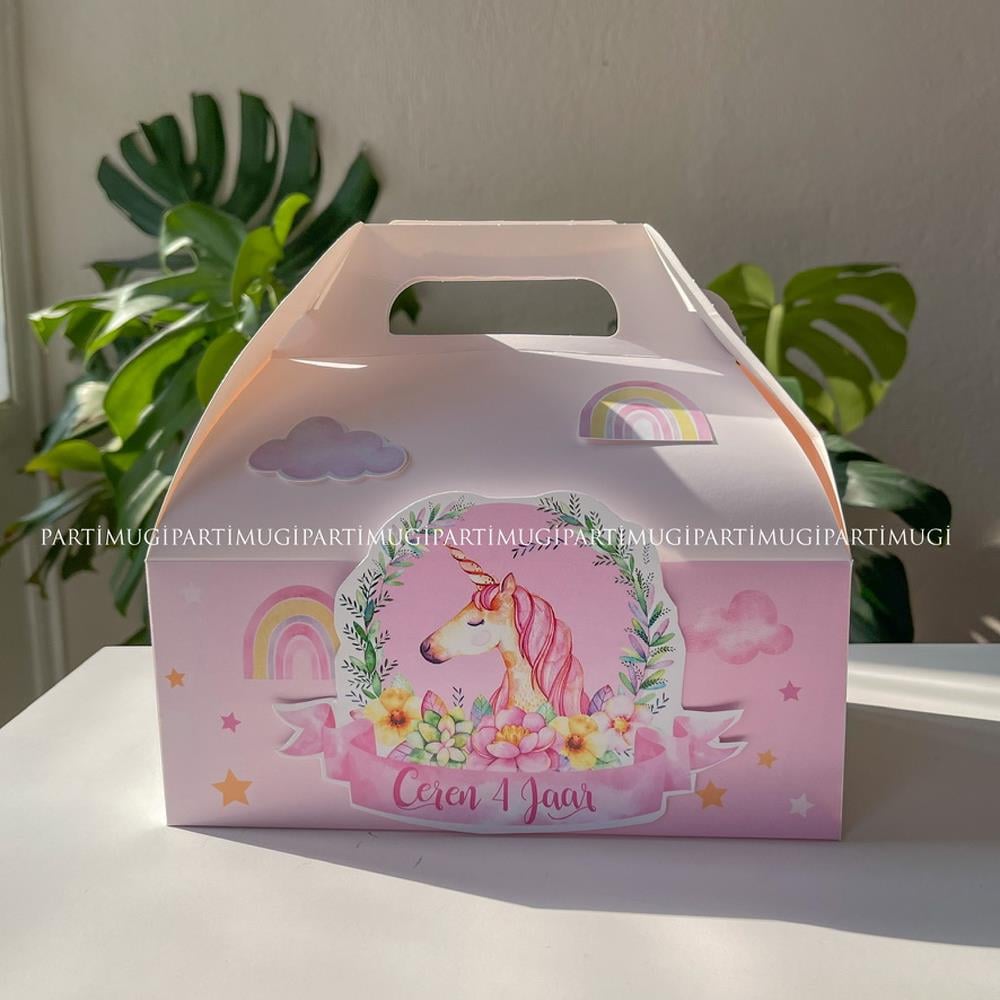 Unicorn Temalı Kutu Hediye Çantası