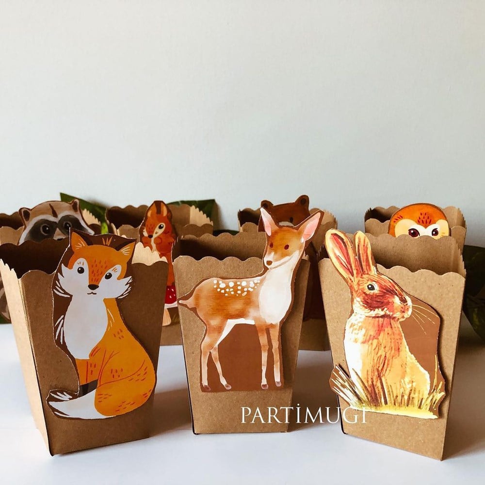 Woodland Orman Hayvanları Temalı Popcorn Kutusu
