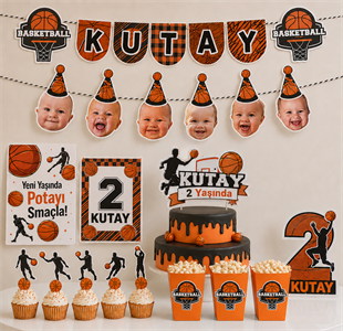 Basketbol Temalı Fotoğraflı Doğum Günü Parti Kiti