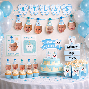 Diş Buğdayı Sevimli Yüzler Temalı Fotoğraflı Doğum Günü Parti Kiti