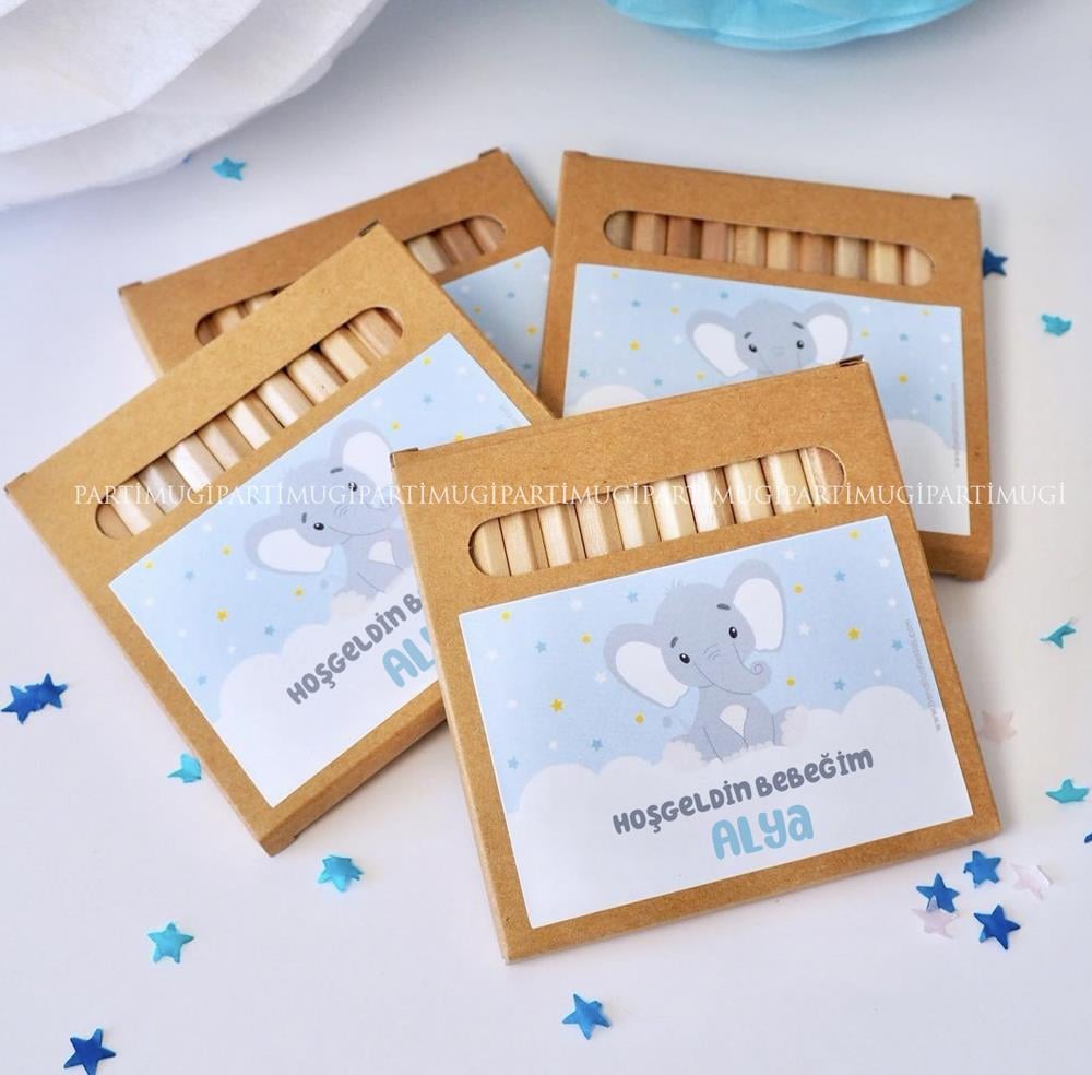 Baby Shower Fil Temalı Hediyelik Boya Kalemi