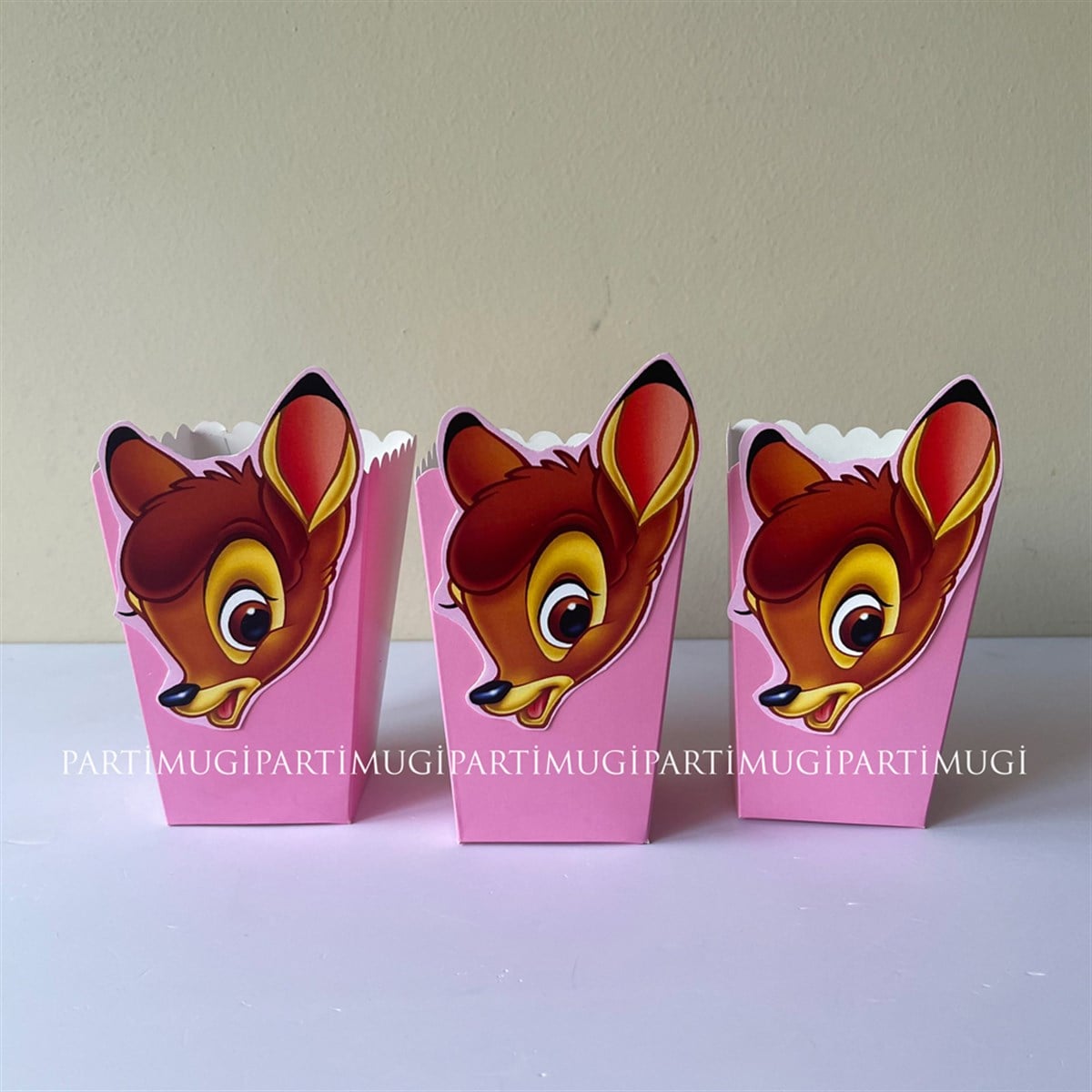 Bambi Temalı Pembe Popcorn Kutusu