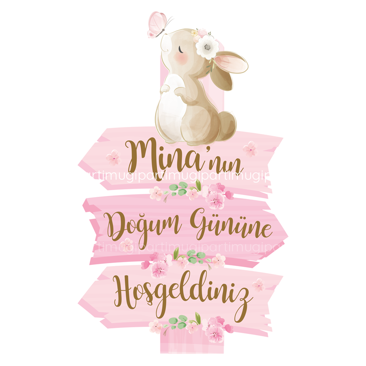 Bebek Tavşan Temalı Karşılama Panosu