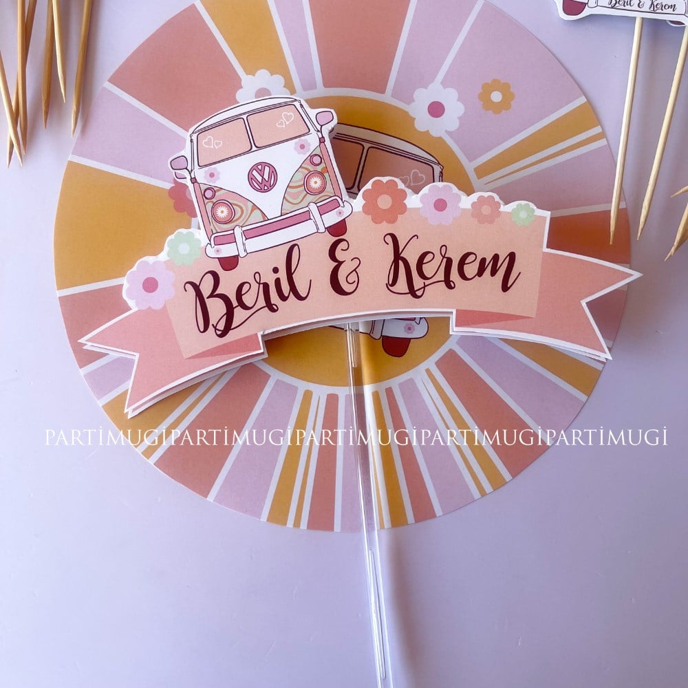 Boho Hippie Temalı Pasta Süsü