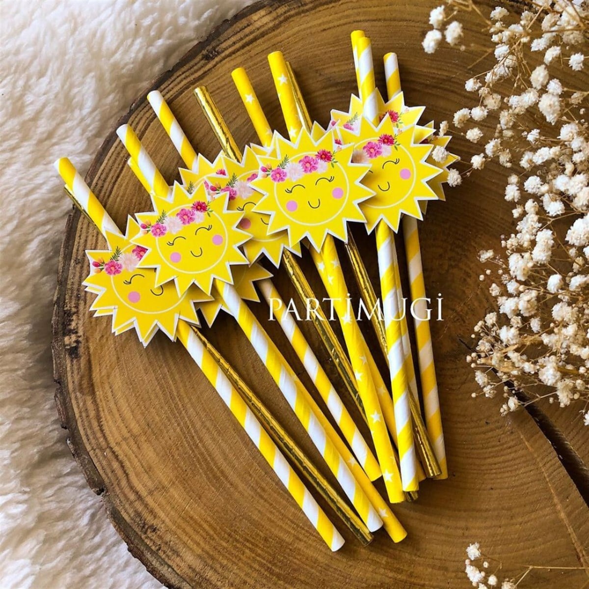 Çiçekli Güneş Temalı Pipet