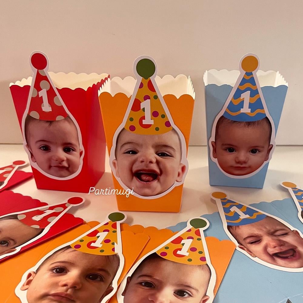 Eğlenceli Yüzler Canlı Renkler Popcorn Kutusu