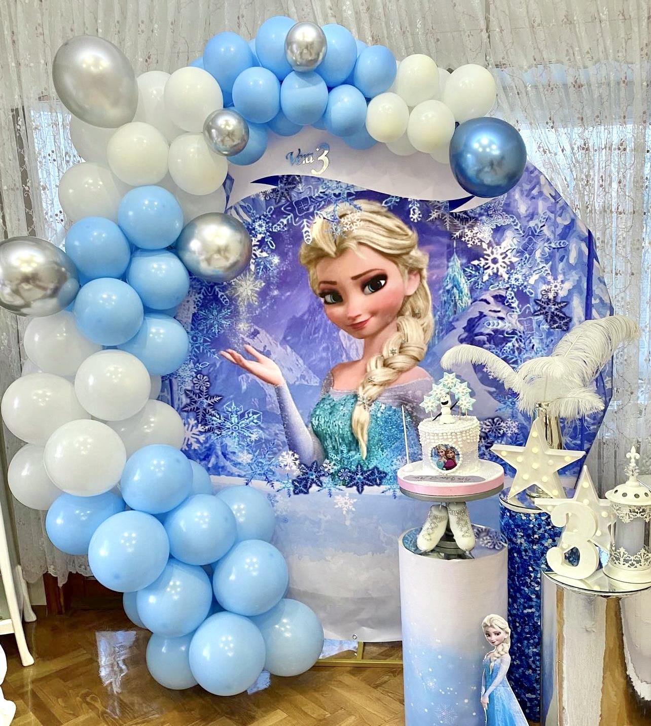 Frozen Elsa Temalı 50 Adet Balon ve Balon Zinciri Aparatı