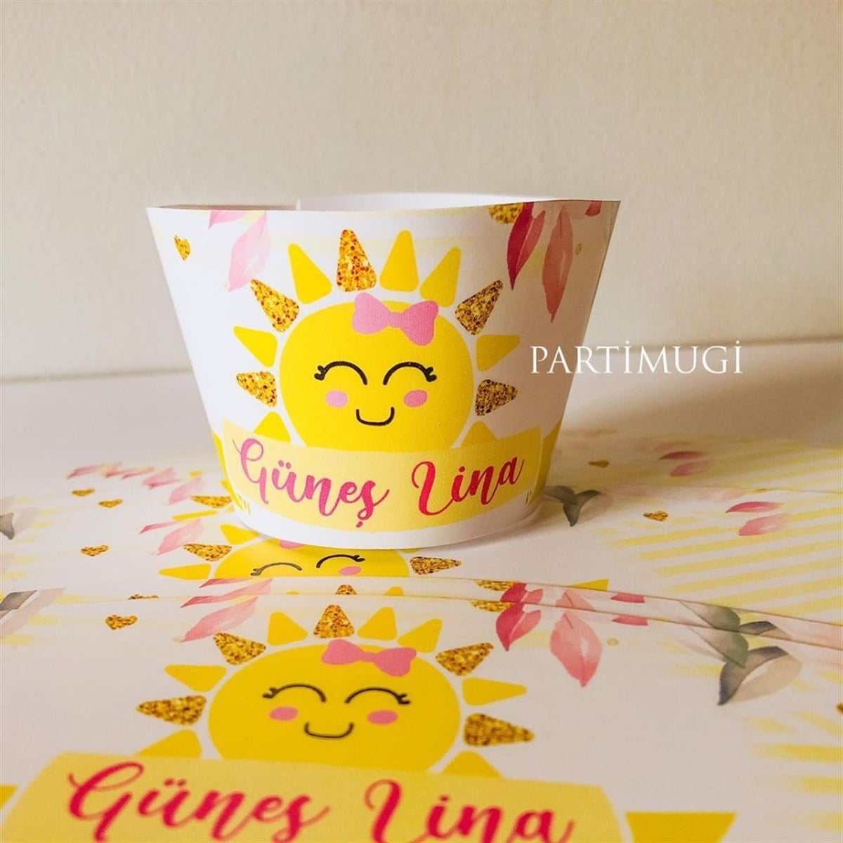 Kurdeleli Güneş Temalı Cupcake Sargısı