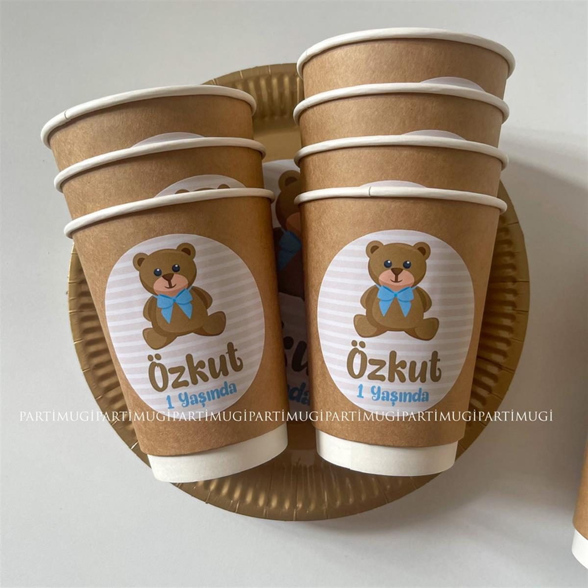 Mavi Kurdeleli Ayıcık Temalı Bardak