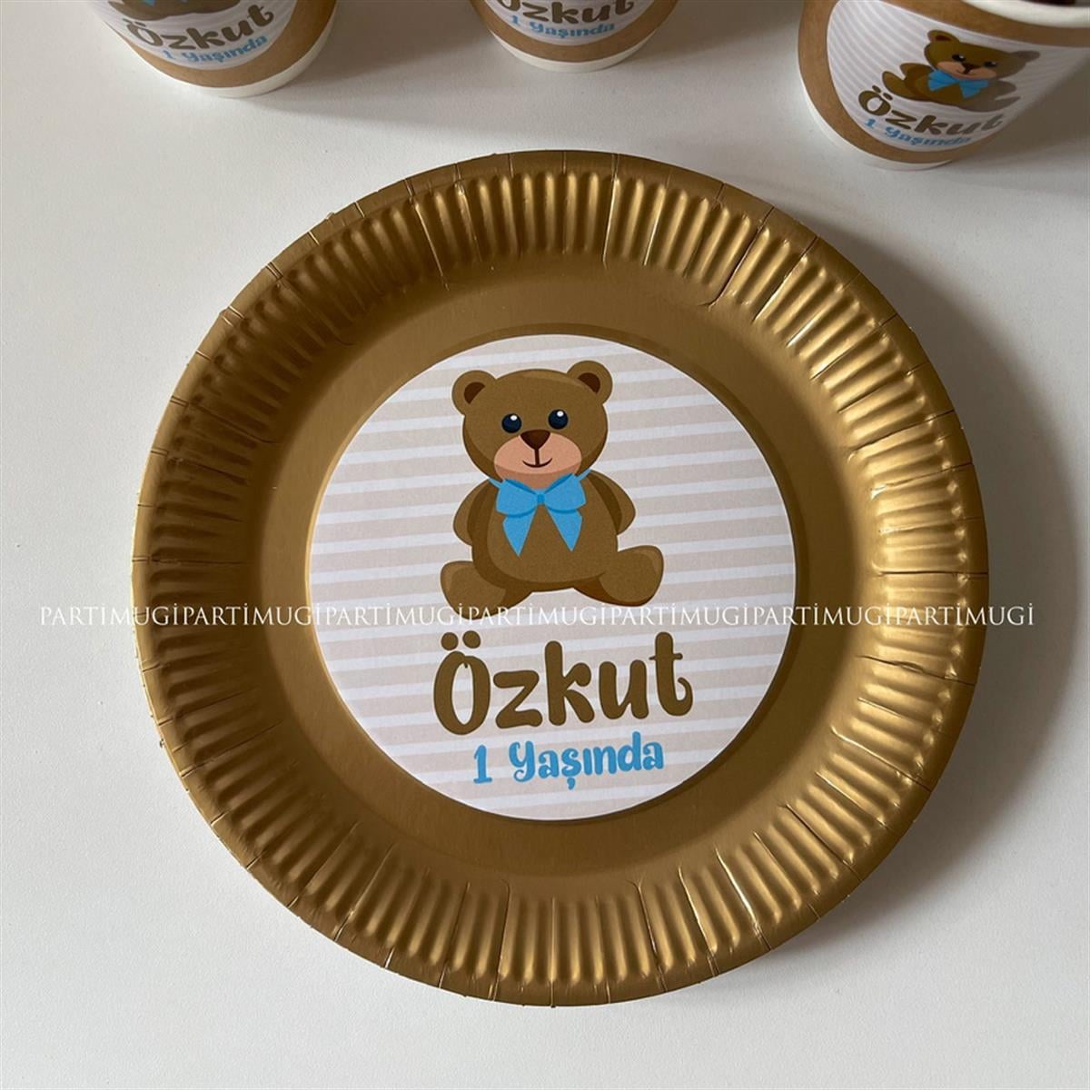 Mavi Kurdeleli Ayıcık Temalı Tabak