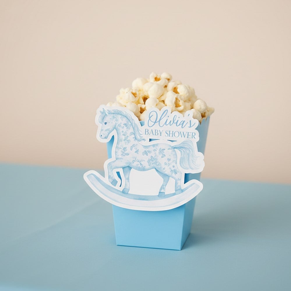 Mavi Vintage Atlı Karınca Temalı Popcorn Kutusu
