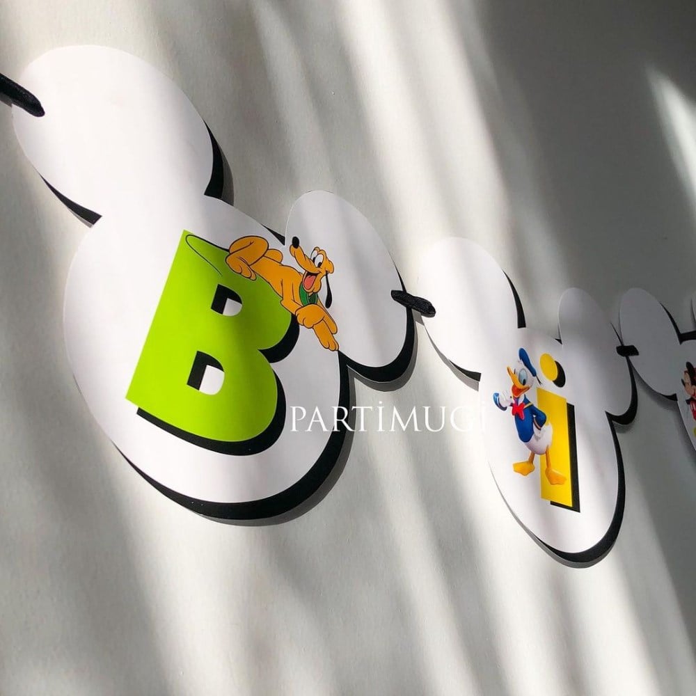 Mickey Mouse House Club Temalı Harf Banner