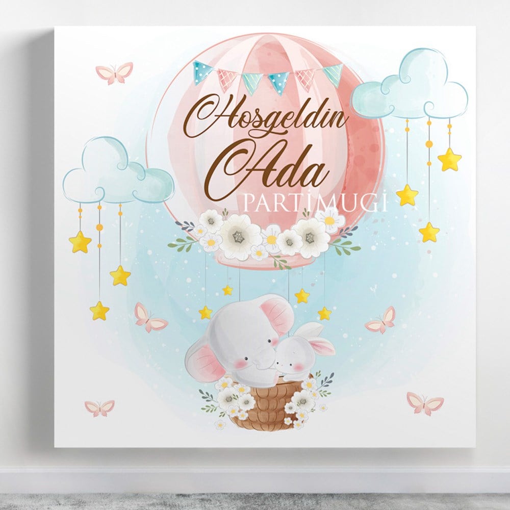 Minik Fil Temalı Baby Shower Afiş Branda