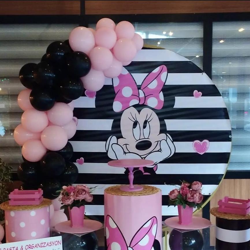 Minnie Mouse Temalı 50 Adet Balon ve Balon Zinciri Aparatı