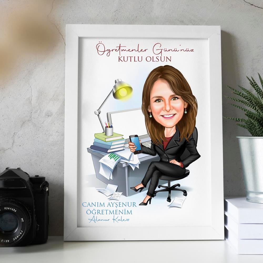 Öğretmenler Günü Karikatür Hediyelik Çerçeve 003