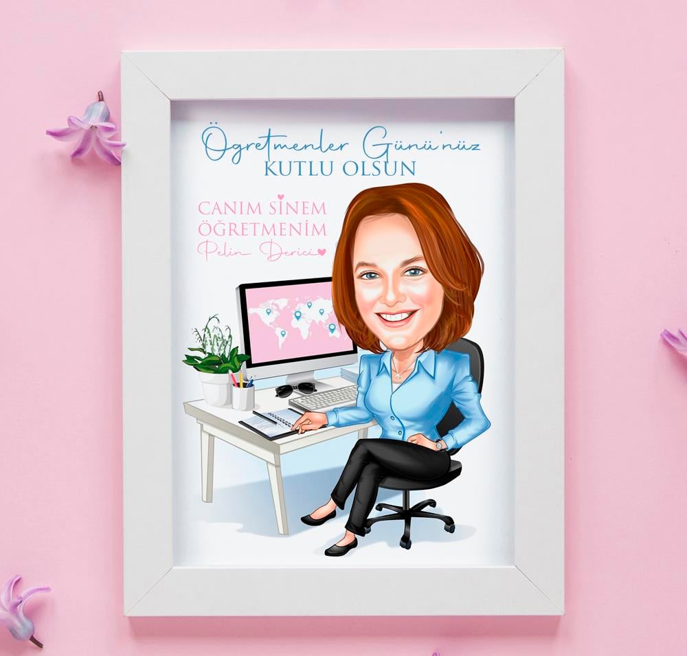 Öğretmenler Günü Karikatür Hediyelik Çerçeve