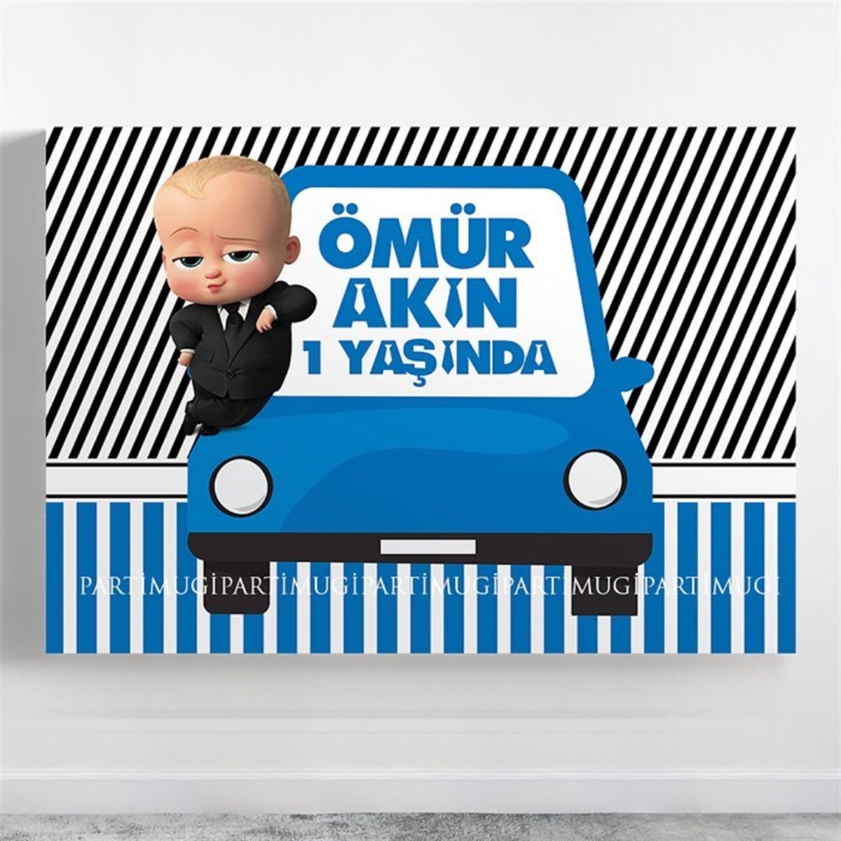 Patron Bebek Temalı Çizgili Afiş Branda
