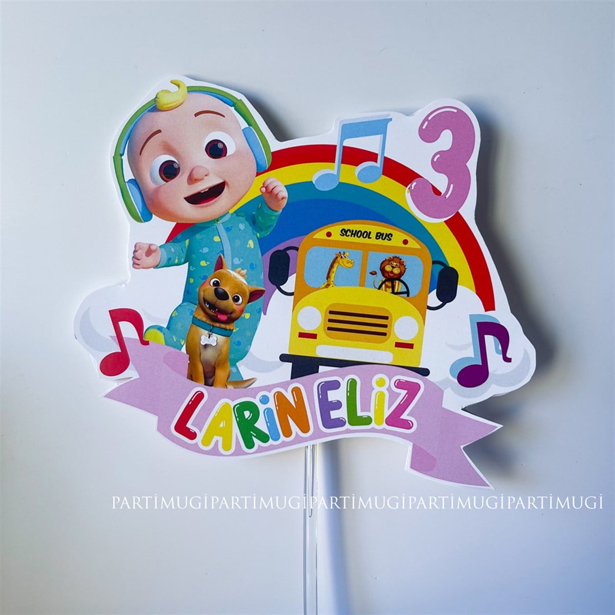 Pembe Cocomelon Temalı Pasta Süsü